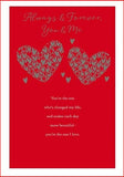 Always & Forever You & Me Valentine's Day greeting card by UK Greetings, with romantic design and heartfelt message.