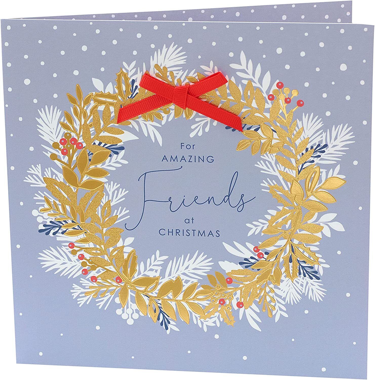 Festive friendship greeting card from UK Greetings featuring colorful holiday-themed designs and cheerful message.