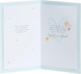 Floral heart design anniversary greeting card for him, her, or friend, featuring colorful flowers on a UK Greetings card.