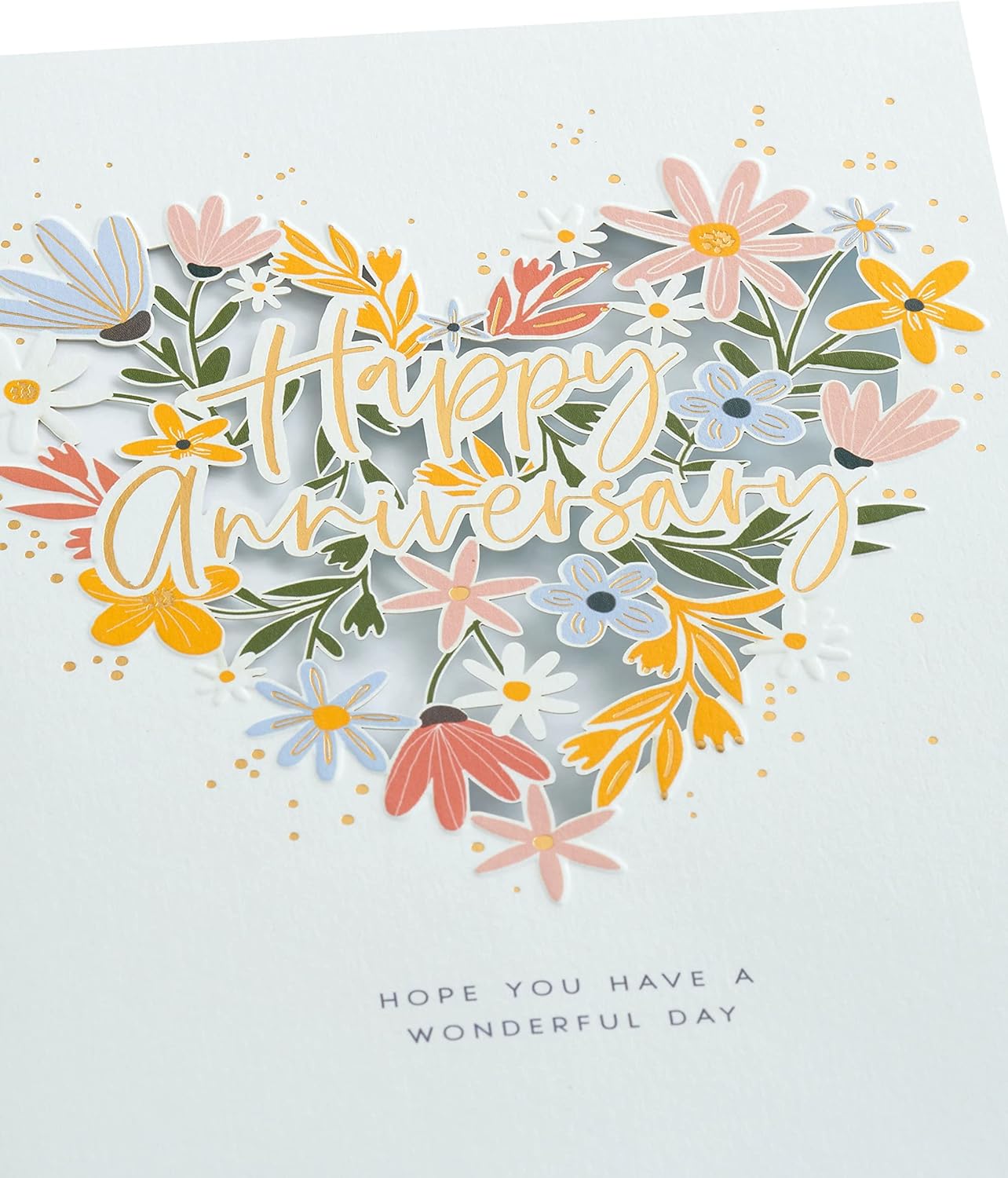 Floral heart design greeting card for anniversary, suitable for him, her, or friends, by UK Greetings.