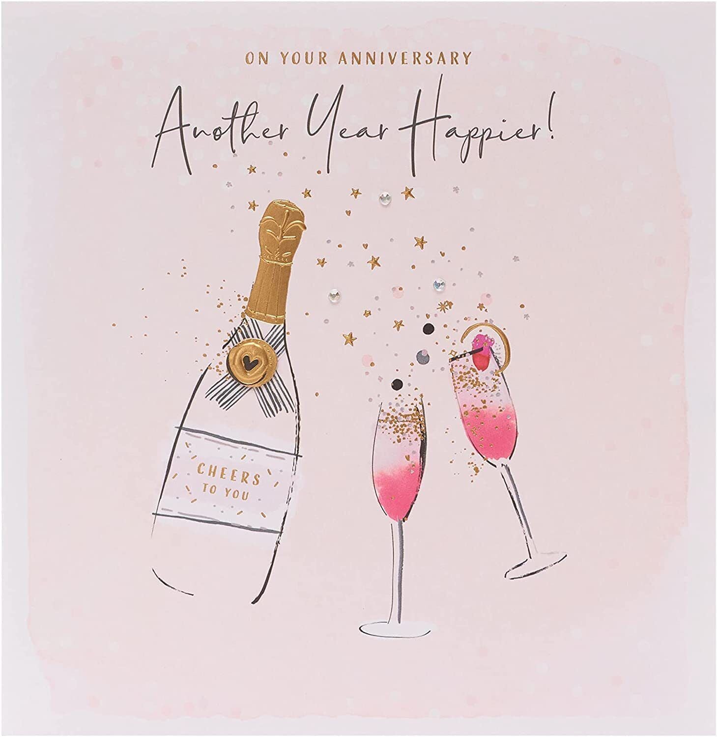 UK Greetings anniversary greeting card featuring a heartfelt message for couples celebrating another year together.