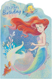 Ariel Little Mermaid holographic birthday greeting card from UK Greetings featuring Ariel and ocean-themed design.