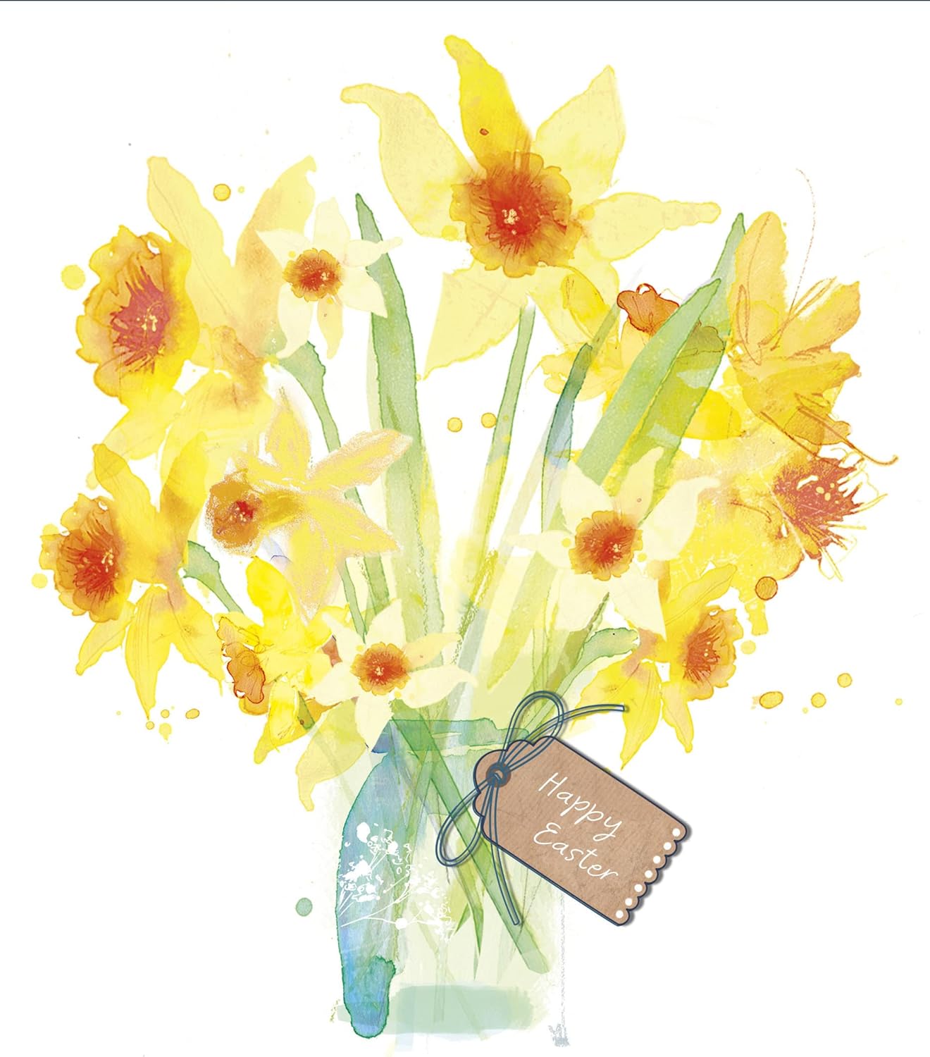 Artistic Daffodils Easter greeting card by UK Greetings featuring hand-painted yellow daffodils and spring floral design.