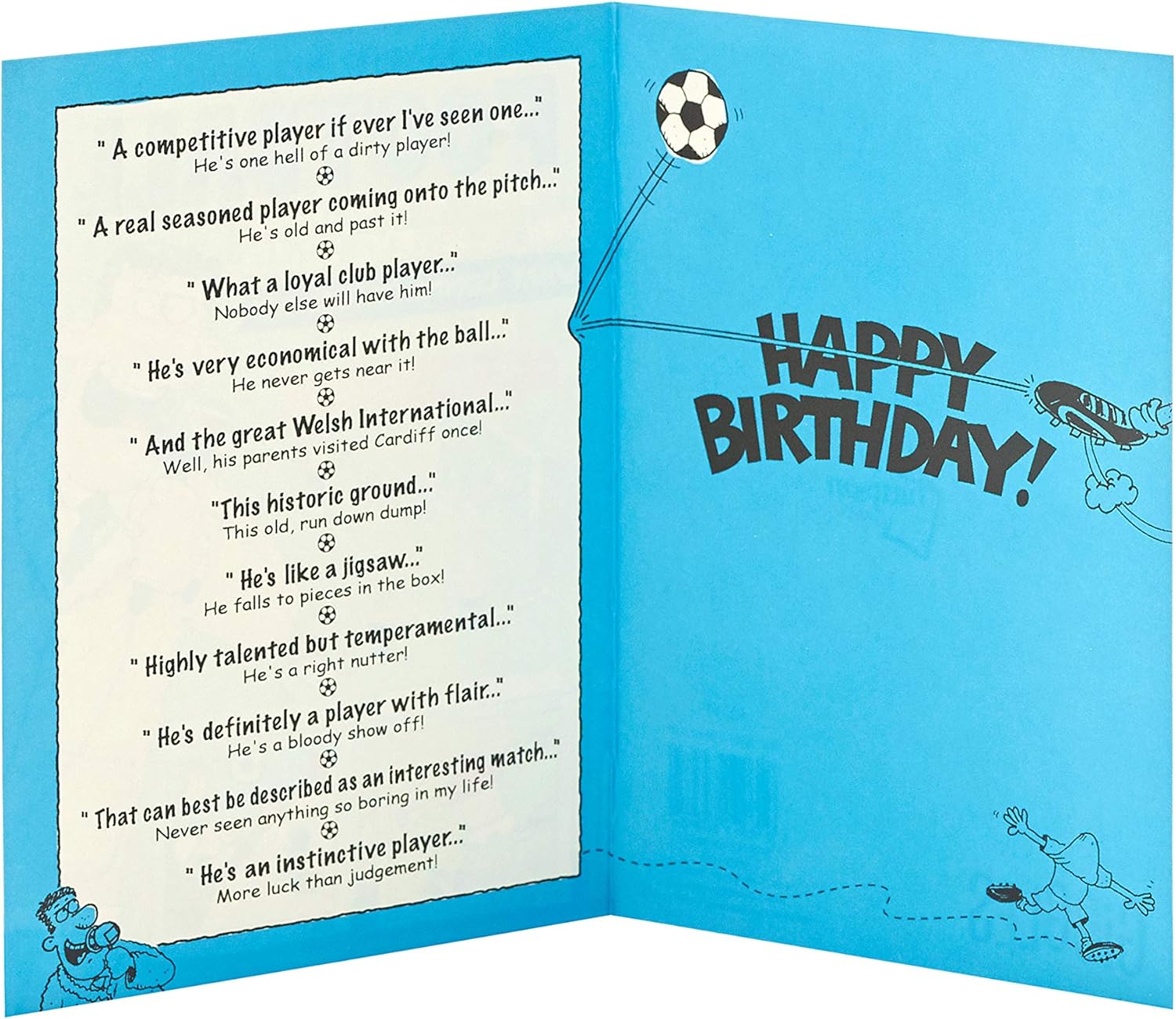 Football-themed greeting card from UK Greetings featuring a fun "Mad About Football" design for birthdays.