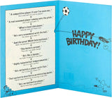 Football-themed greeting card from UK Greetings featuring a fun "Mad About Football" design for birthdays.