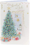 Auntie and Uncle Christmas Card featuring a traditional Christmas tree with elegant gold foil accents, ideal for holiday greetings.