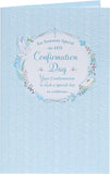 Baby blue design confirmation greeting card for boy featuring a charming pattern, ideal for celebrating a special milestone.