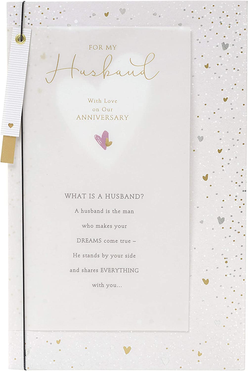UK Greetings anniversary greeting card featuring a beautiful design for husbands, perfect for celebrating special occasions.