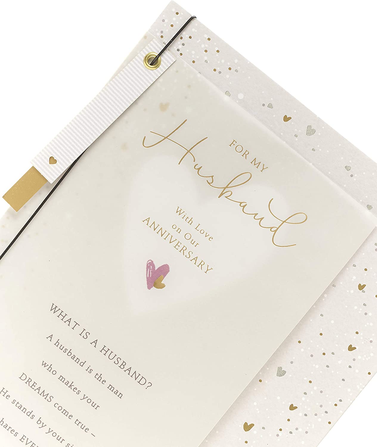 Beautifully designed UK Greetings husband anniversary greeting card with heartfelt message and elegant floral details.
