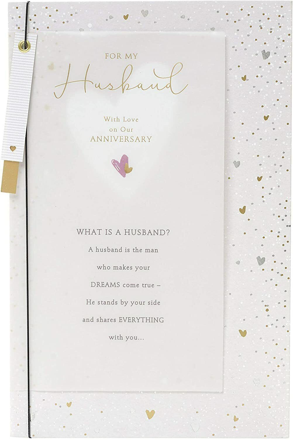 Elegant greeting card from UK Greetings featuring a beautiful design, perfect for celebrating a husband's anniversary.