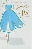 Beautiful 16th birthday greeting card for daughter by UK Greetings, featuring colorful floral design and heartfelt message.