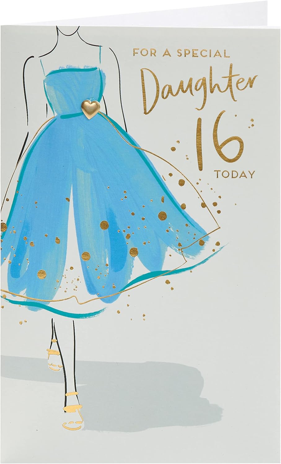 Beautiful greeting card from UK Greetings featuring a dress design, perfect for a daughter's 16th birthday celebration.