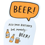 Funny birthday greeting card featuring a beer celebration die-cut design from UK Greetings.