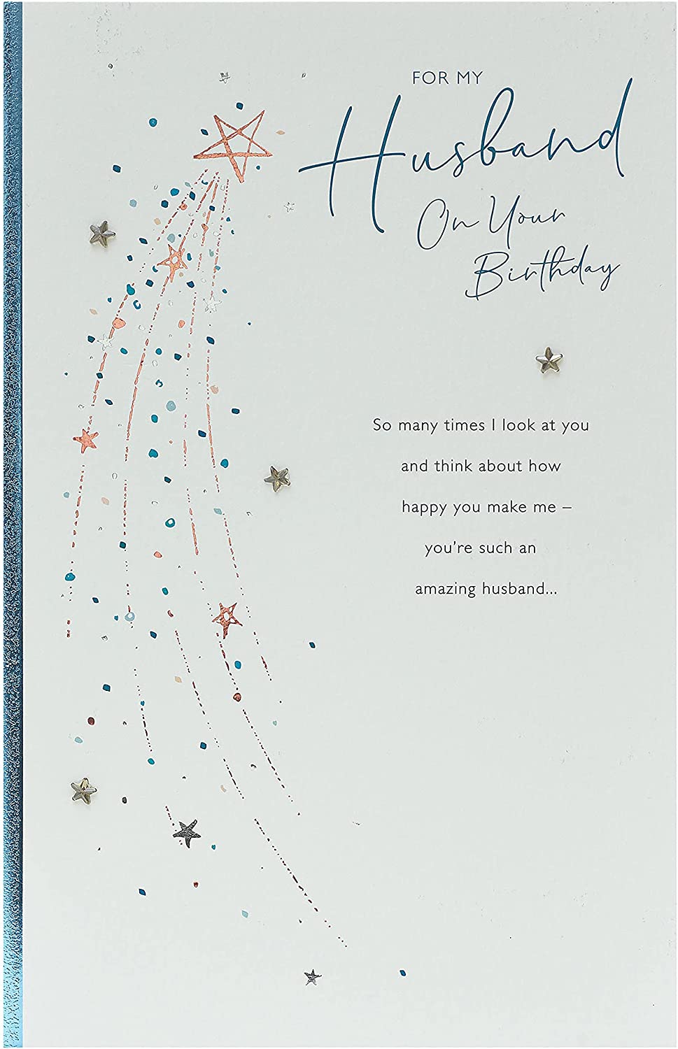 Loving birthday greeting card for husband featuring heartfelt words, in a UK Greetings greeting card design.