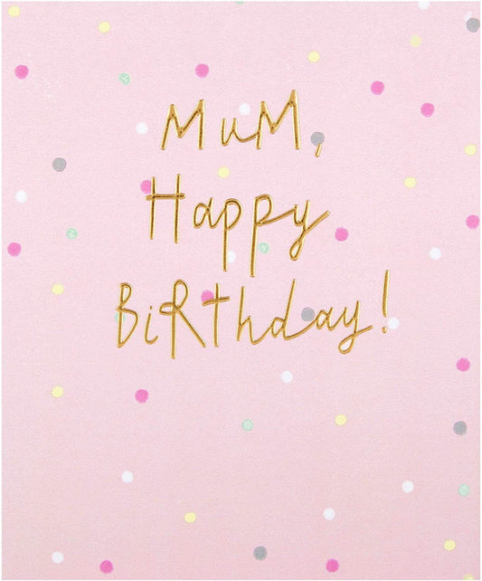 Hallmark UK Greetings birthday greeting card for mum with embossed text design, featuring floral and decorative accents.