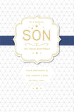 Colorful greeting card for son featuring a special birthday design from UK Greetings, with cheerful illustrations and heartfelt message.