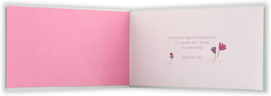 Colorful birthday greeting card for Grandma from UK Greetings, featuring cheerful floral and birthday message design.