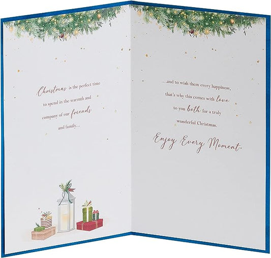 Blue door greeting card with gold foil design for sister and brother-in-law from UK Greetings.