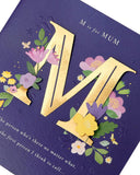 Dark blue Mother's Day greeting card with bold letter design and matching envelope by UK Greetings.