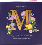 Dark blue Mother's Day greeting card with bold letter design and matching envelope from UK Greetings.
