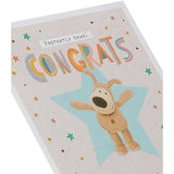 Cute Boofle congratulations greeting card with copper foil accents, featuring adorable design for special occasions.