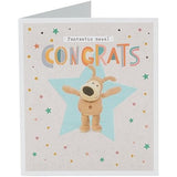 Cute Boofle congratulations greeting card with copper foil accents, featuring adorable character and floral design from UK Greetings.