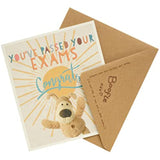 UK Greetings Boofle exam pass congratulation card featuring a cute cartoon dog and cheerful design for celebrating exam success.