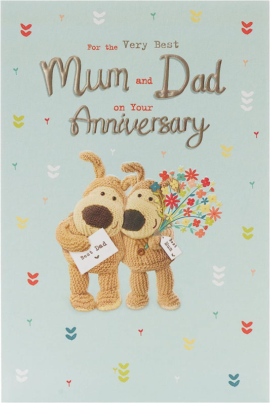 UK Greetings Boofle Parents Anniversary Love Card featuring cute cartoon characters and heartfelt message for special occasion