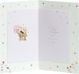 UK Greetings Boofle wife anniversary greeting card with envelope, featuring cute floral and animal illustrations for celebrating love.