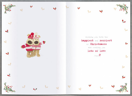 Boofles Ladder Christmas greeting card for sister and partner, featuring festive holiday design from UK Greetings.