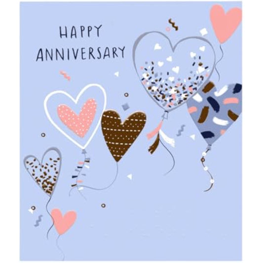 Gold embossed Braille Happy Anniversary greeting card with decorative design from UK Greetings, featuring tactile Braille message.