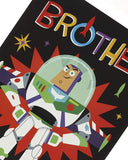 Buzz Lightyear birthday greeting card from UK Greetings featuring a colorful design and space-themed imagery.