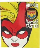 Captain Marvel birthday badge card from UK Greetings featuring a colorful superhero design for celebratory occasions.
