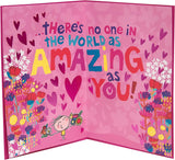 Colorful Cartoon Mother's Day greeting card with a "Happy Mother's Day" message and a decorative badge, by UK Greetings.