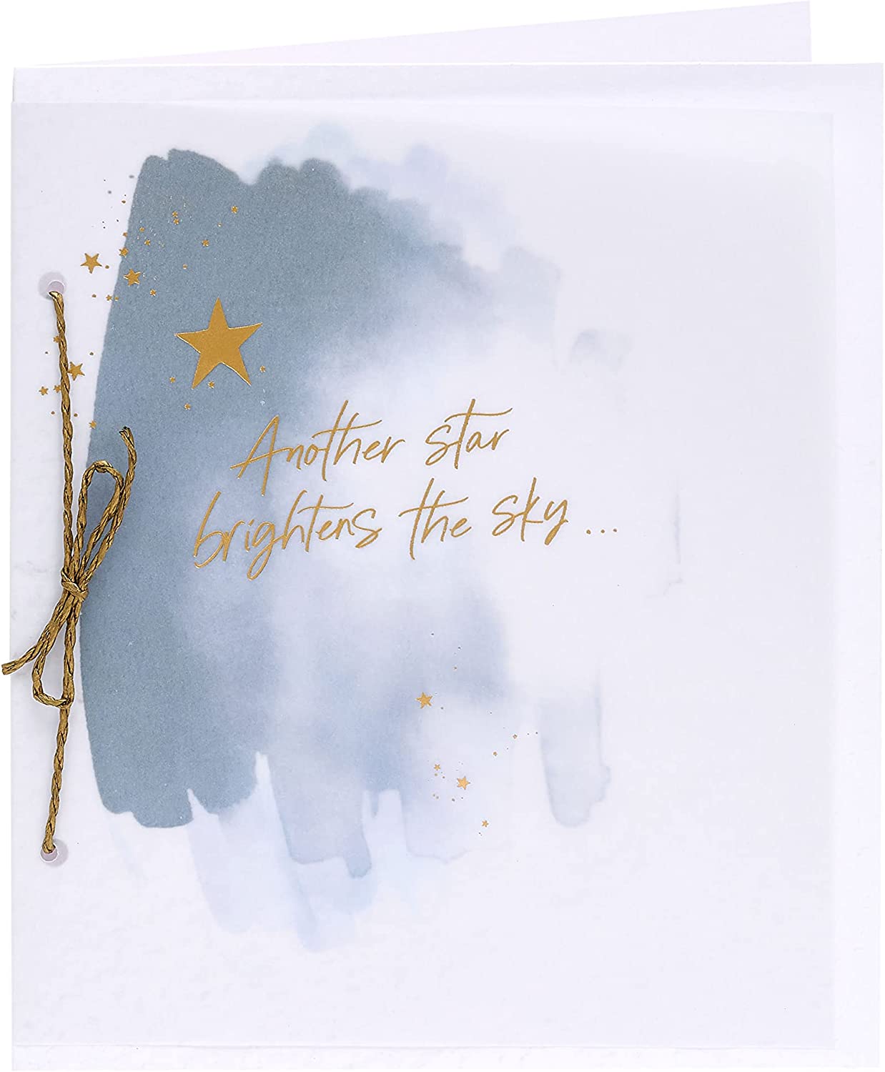 Celestial Gold Star Sympathy greeting card from UK Greetings with gold foil stars and heartfelt message for sympathy and support.