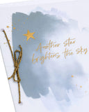 Celestial Gold Star Sympathy Card by UK Greetings featuring a heartfelt design with gold stars and a comforting message.
