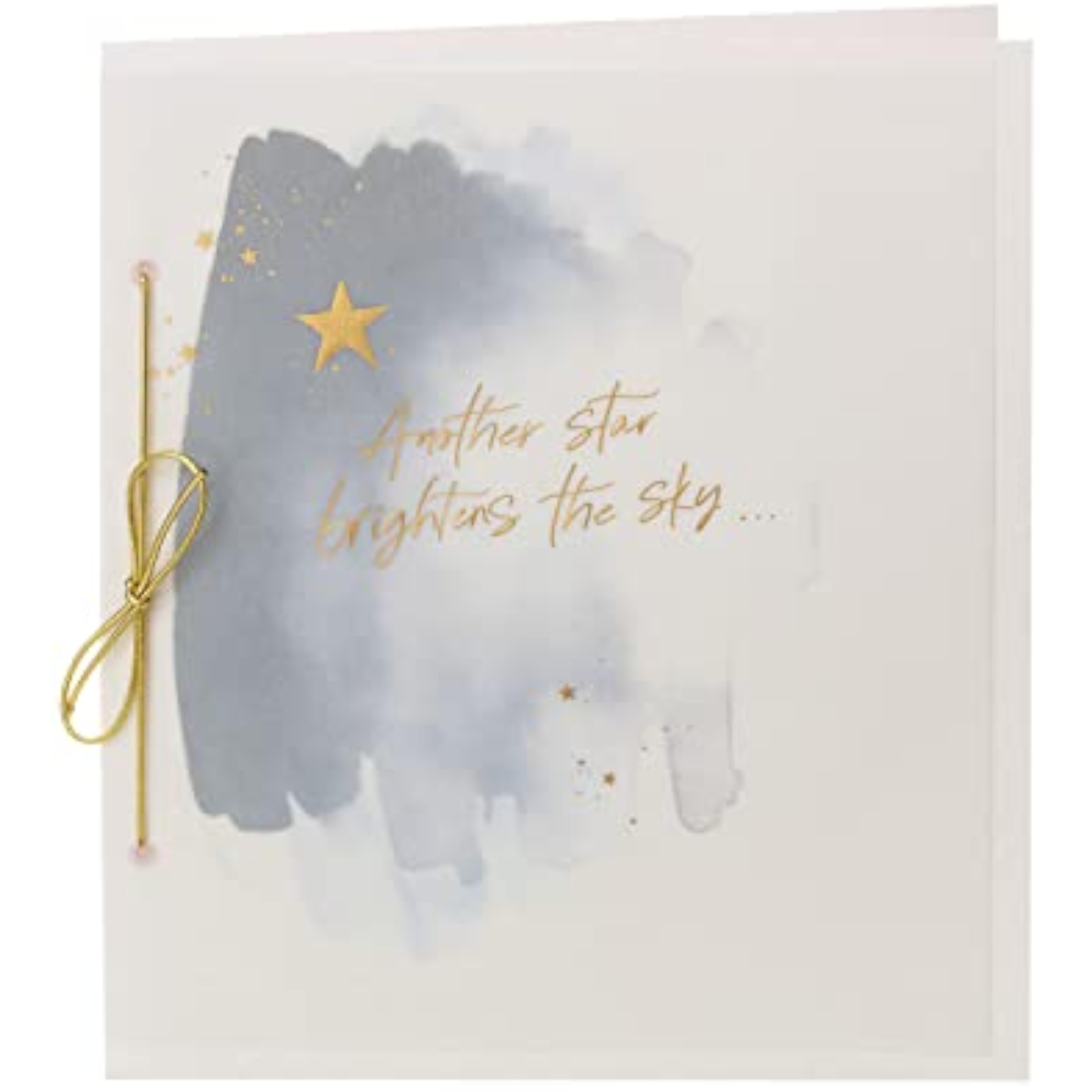 Gold star sympathy greeting card featuring celestial design, from UK Greetings, with heartfelt message for condolence.