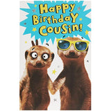 Cheeky Meerkat Cousin birthday greeting card from UK Greetings featuring a playful meerkat illustration.