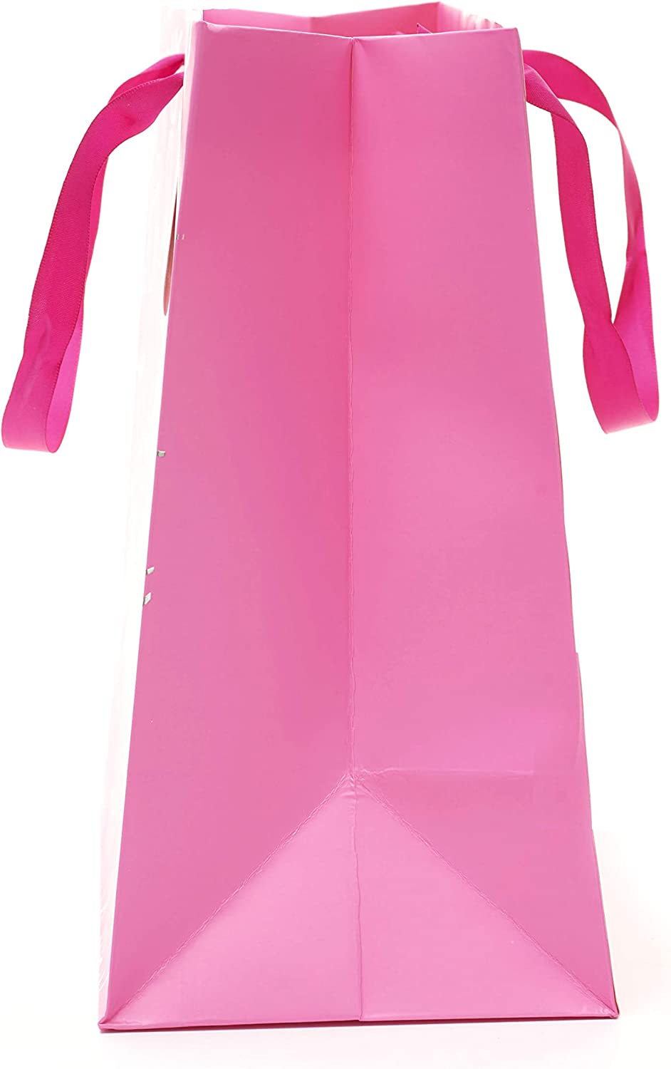 Pink Happy Birthday gift bag with greeting card featuring cheerful design, perfect for celebrating special occasions.