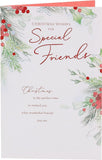 Christmas greeting card for a friend featuring mistletoe and verse design, by UK Greetings, with festive holiday imagery.