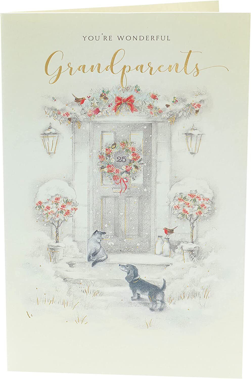 Elegant Christmas greeting card for grandparents from UK Greetings, featuring festive holiday wishes and elegant design.