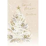 Foil embossed Christmas greeting card for mum featuring a tree design and twine detail, by UK Greetings.