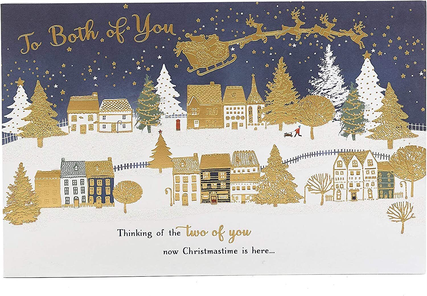 Festive Christmas Town Scene greeting card for couples by UK Greetings, featuring holiday-themed holiday illustration and cheerful design.