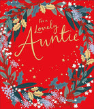 Christmas wreath Auntie greeting card from UK Greetings with festive design and "Special Festive Wishes" message.
