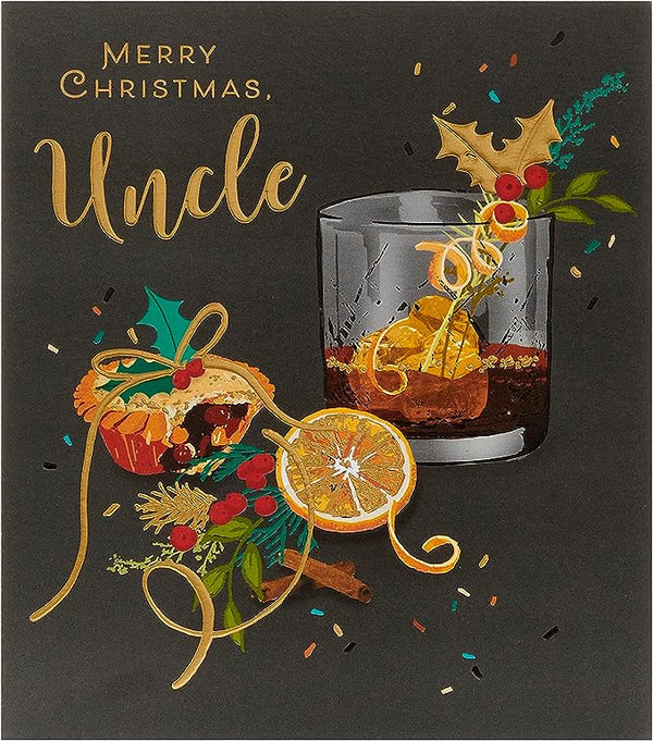 Christmas greeting card for uncle with foil finish, featuring festive holiday designs by UK Greetings.