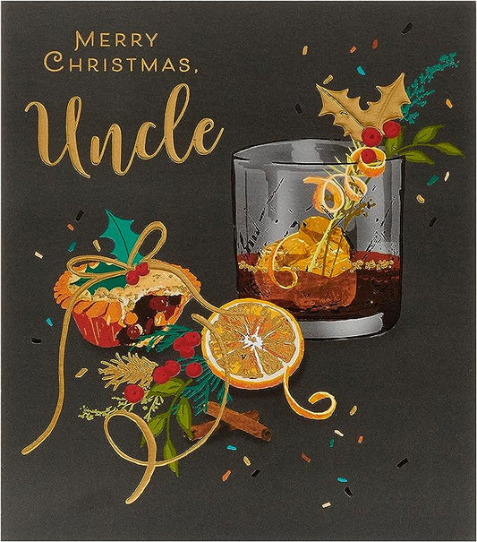Christmas greeting card for uncle with foil finish, featuring festive holiday designs by UK Greetings.
