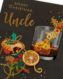 Festive foil finished Christmas greeting card for uncle by UK Greetings, featuring holiday-themed design and warm seasonal imagery.