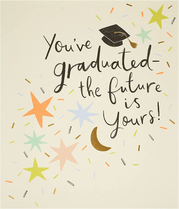 UK Greetings congratulation graduation greeting card with celebratory design and heartfelt message for graduates.