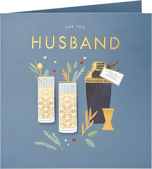 Contemporary cocktail-themed greeting card by UK Greetings featuring stylish design and humorous message for special occasions.