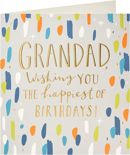 Contemporary Grandad birthday greeting card from UK Greetings, featuring modern design and heartfelt message inside.